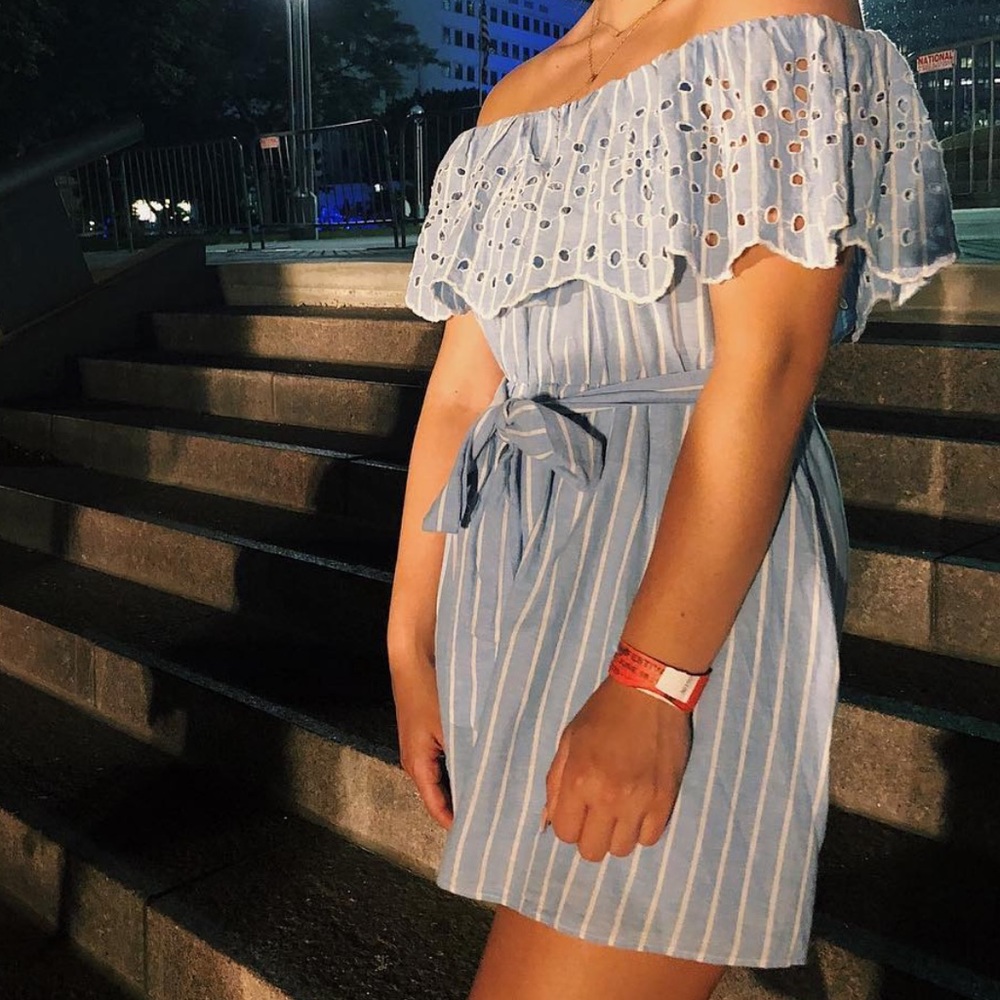 Zara Blue & White Striped Romper